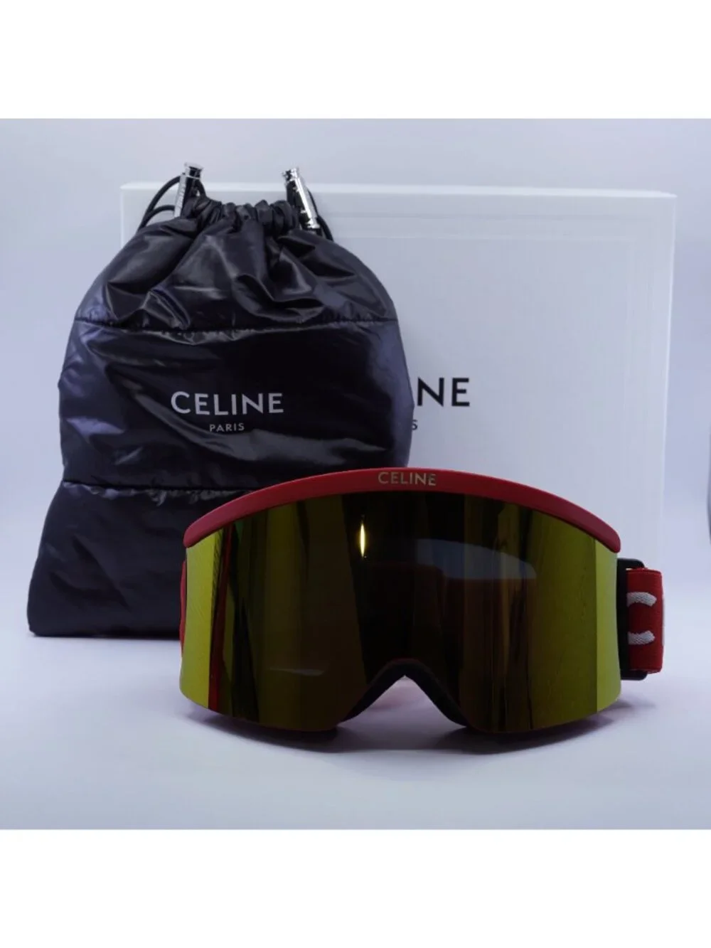 Celine CL40302U SKI MASK 67C Shield Sunglasses / Ski Mask - Red / Gold